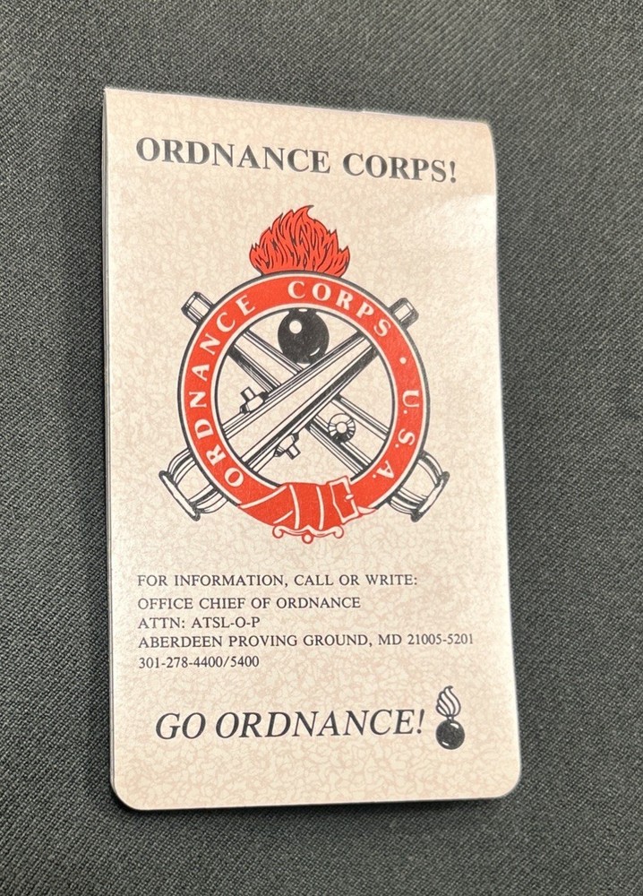 US Army Ordnance Corps Pocket Notebook Green Classic Uniform
