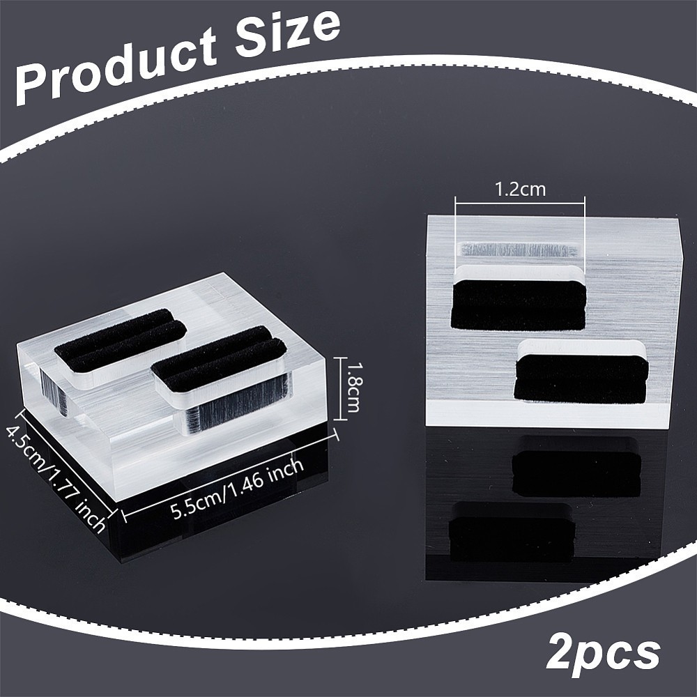 DIY Jewelry Display 2pcs Rectangle Acrylic Finger Ring Display Holders