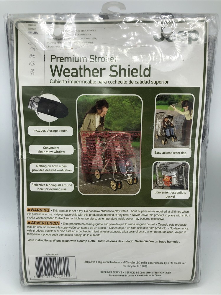 Jeep Premium Stroller Weather Shield Clear Keep baby dry/protected