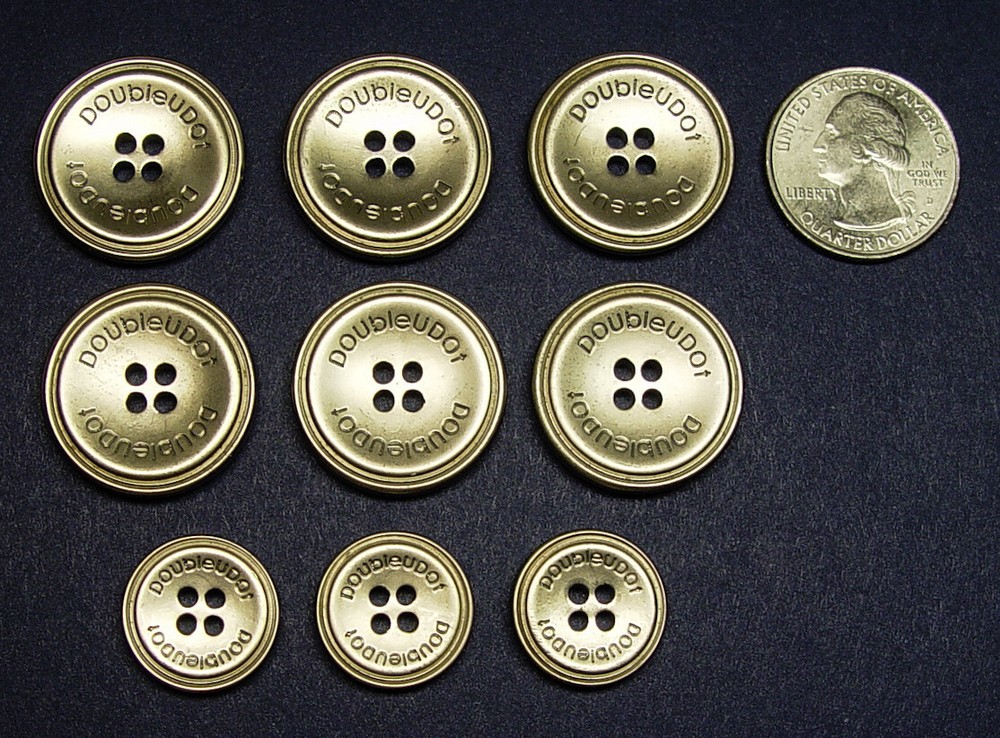 W.DOUBLEUDOT replacement buttons 9 Metallic effect plastic button good used cond