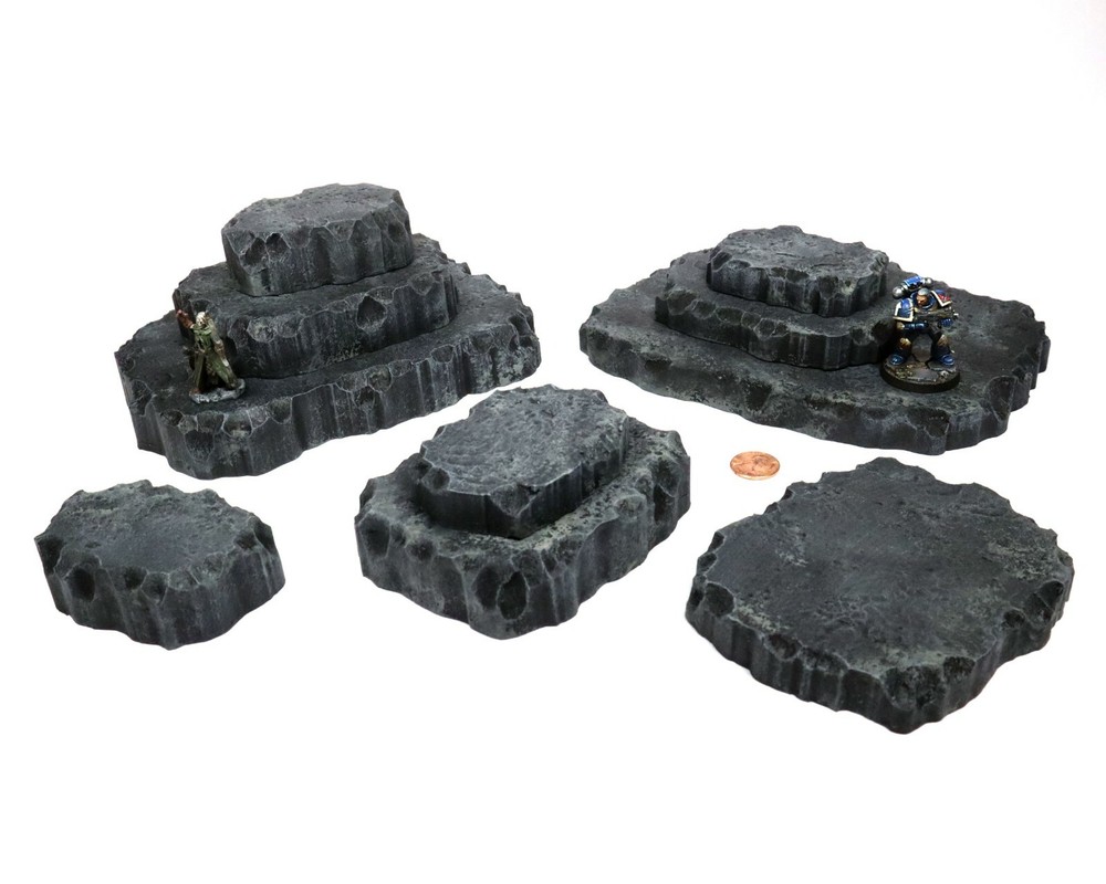 Handmade Basalt Black Stacking Hills -Premium Modular Terrain for Tabletop Games