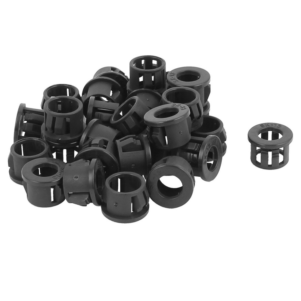 30pcs 13mm Mounted Dia Snap in Cable Bushing Grommet Protector Black