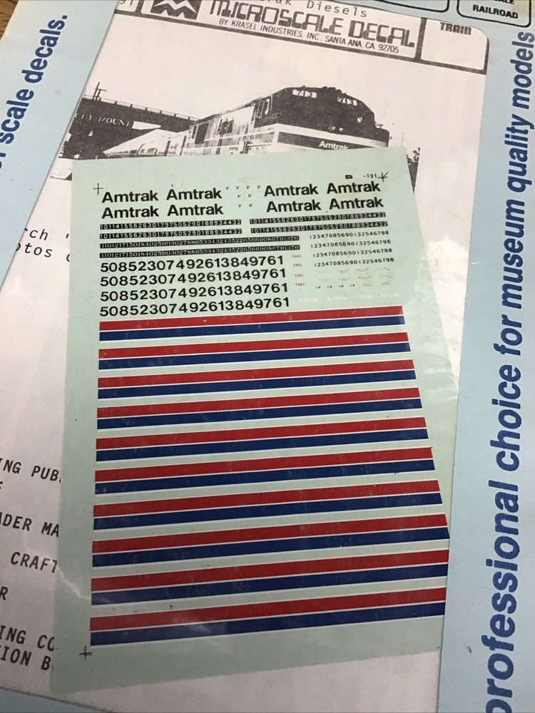 Microscale Decal N Scale 60-191: Late Amtrak Diesels Red & Blue Stripes