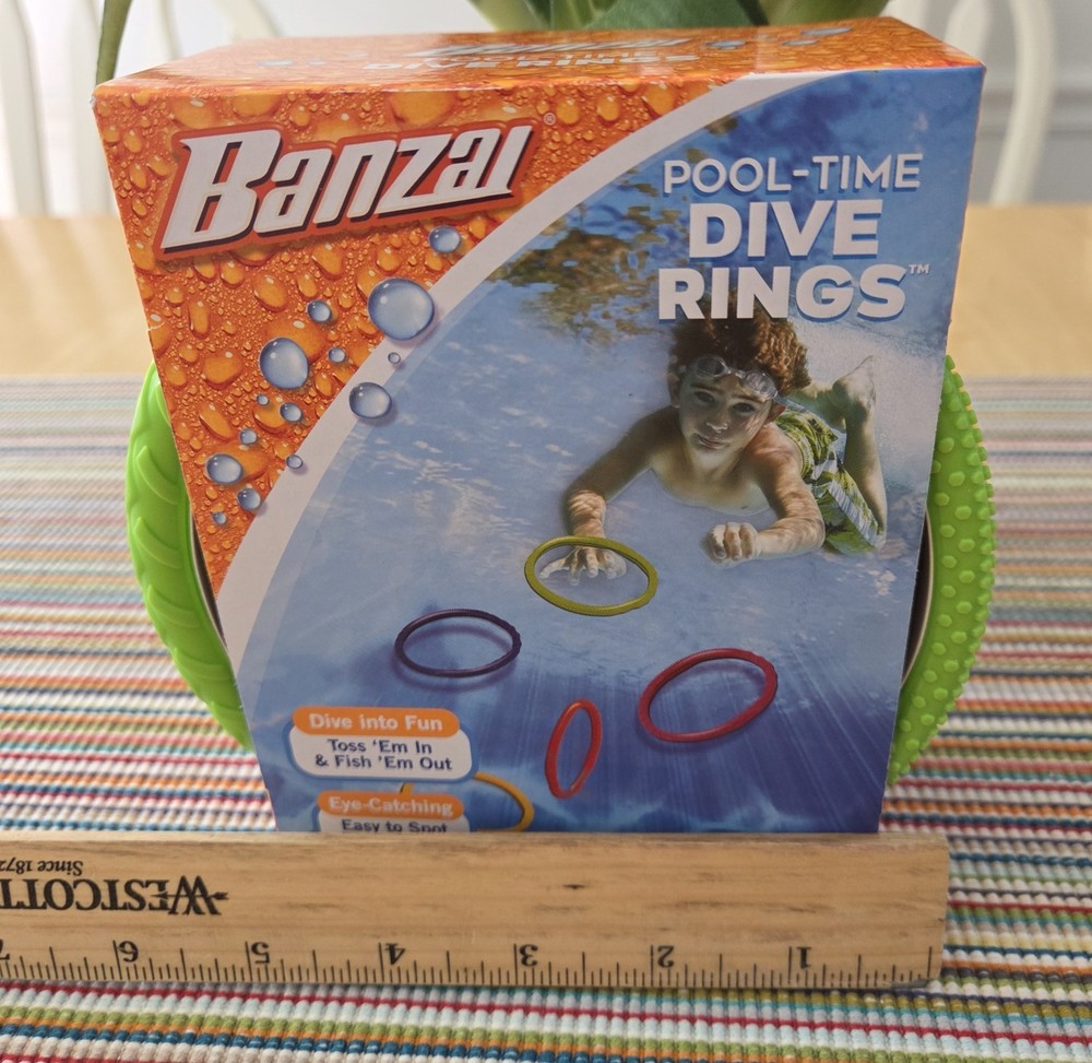 Banzai 6 Pack Plastic Multi Colored Pool Time Dive Rings - NEW - Ages 3+