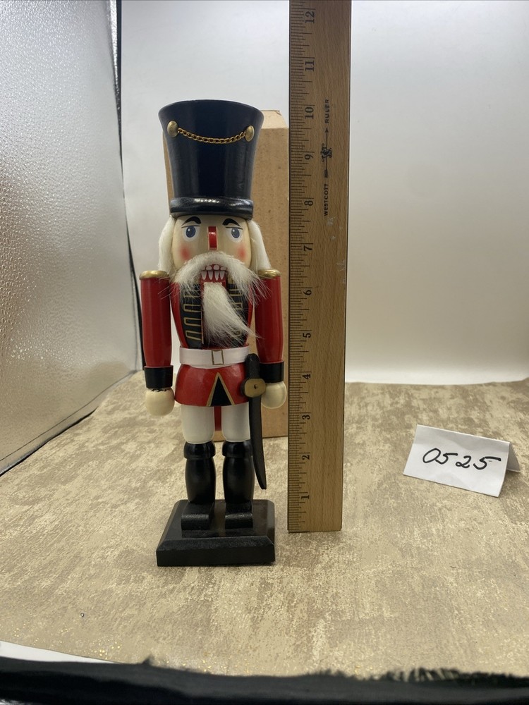 10" Wood Soldier Nutcracker With Sword & Box