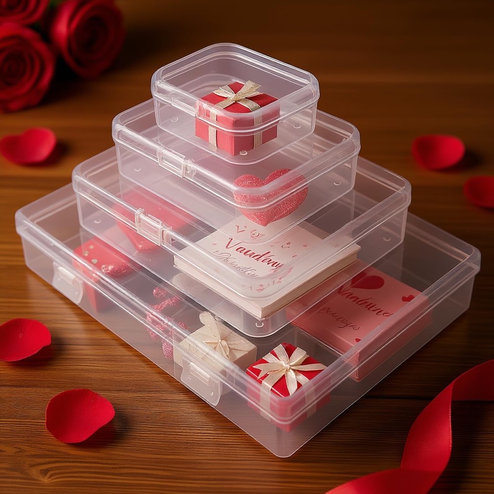 Goodma 24 Pieces Mixed Sizes Rectangular Empty Mini Clear Plastic Organizer S...