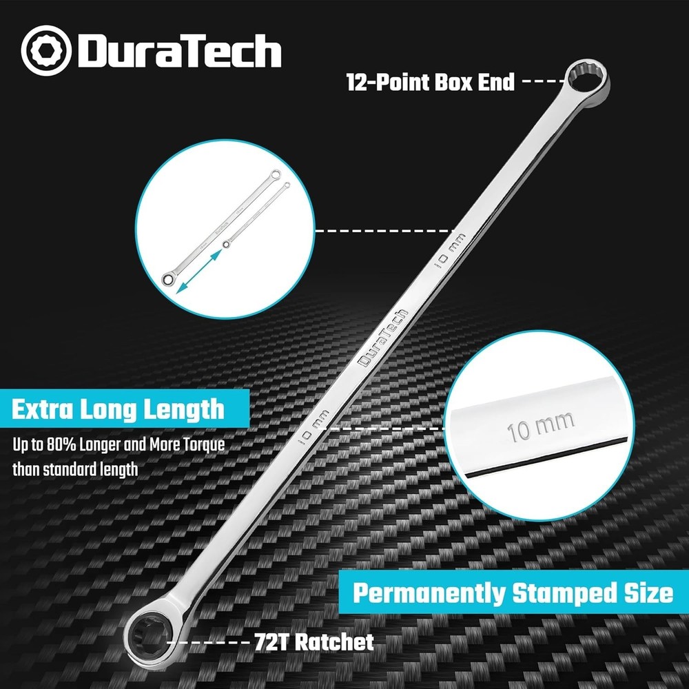 10mm Extra Long Ratcheting Wrench Chrome Vanadium Steel Mechanical Tool