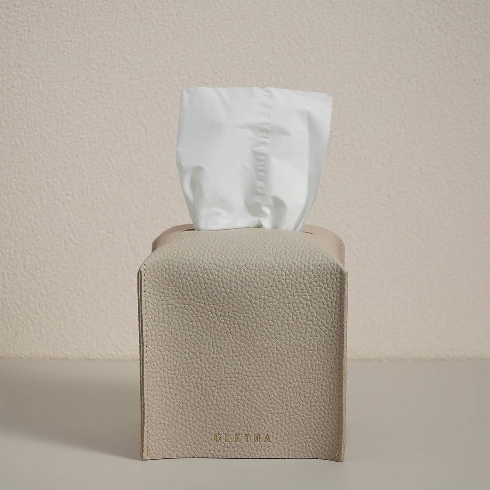 Aesthetic Square Tissue Box Cover, Tissues Cube Box Holder 1 Light Taupe