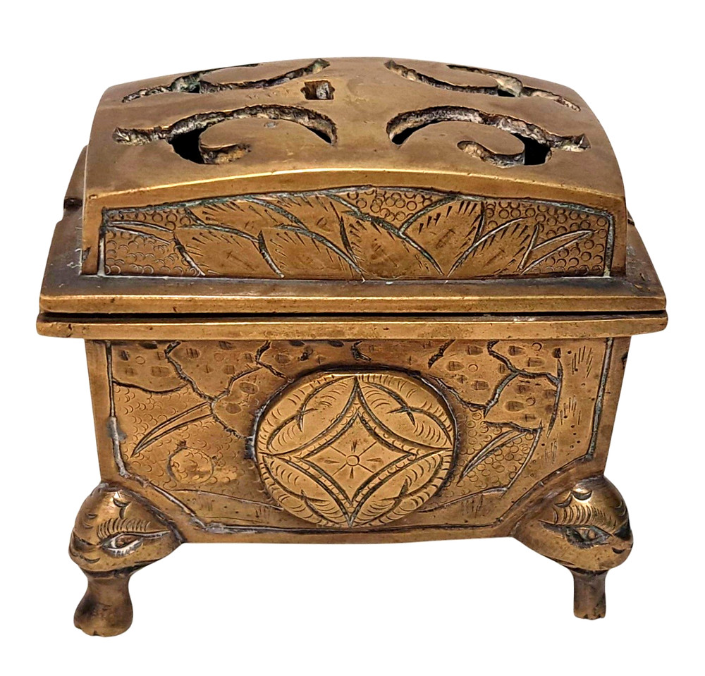 19 c Bronze Incense Box Burner Indochina