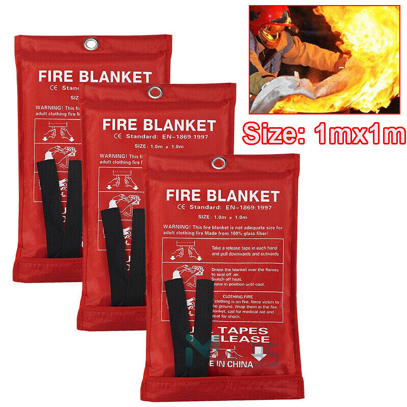 4x Large Fire Blanket Fireproof For Home Kitchen Office Caravan Emergency Safety