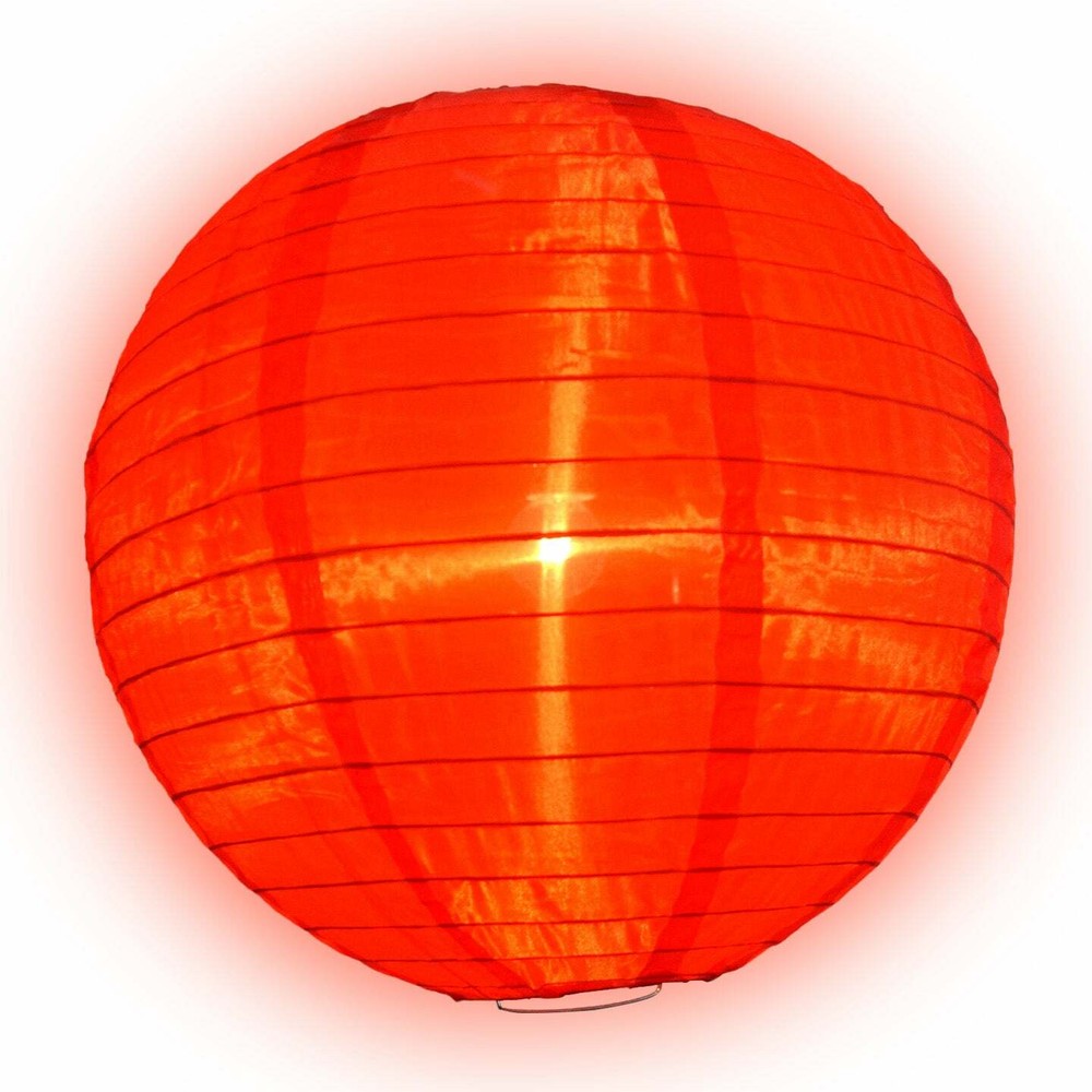 12" Red Nylon Lantern, Even Ribbing, Durable, Hanging Decoration