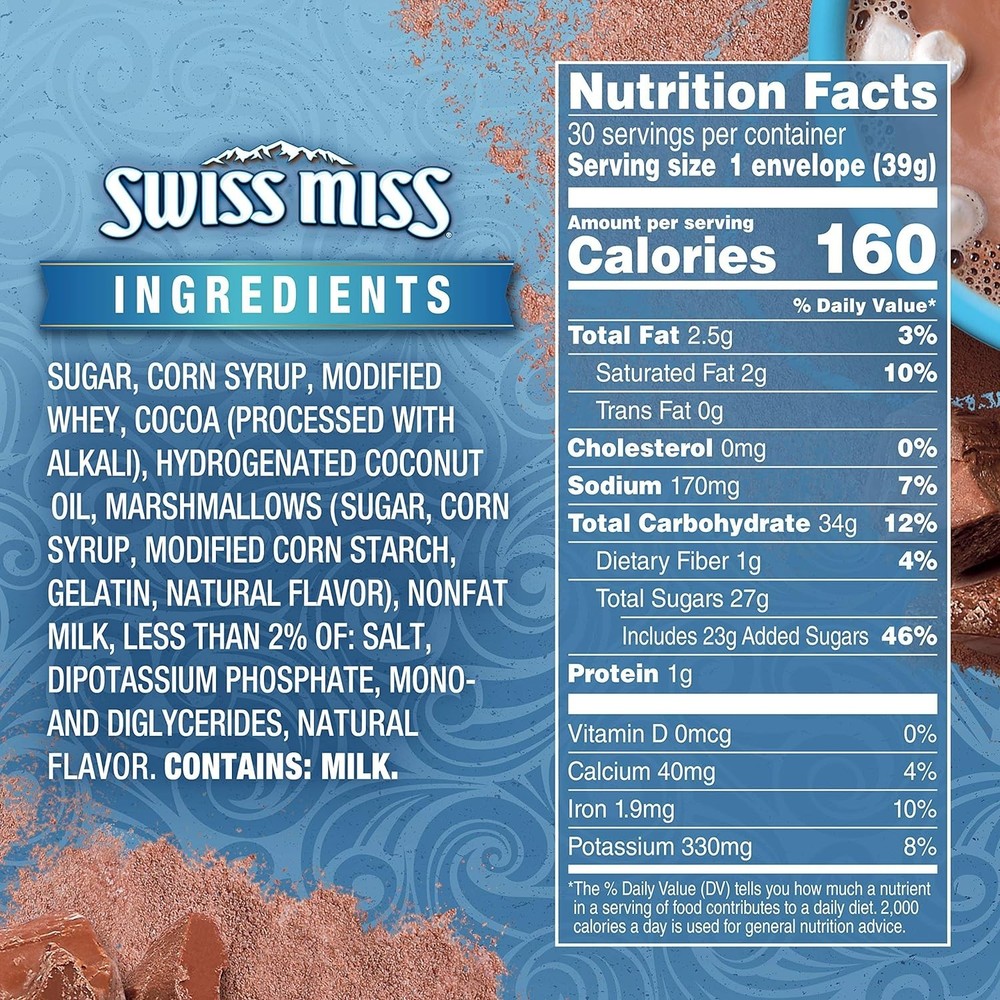 30-Count Chocolate Hot Cocoa Mix with Mini Marshmallows, 1.38 oz. Packets