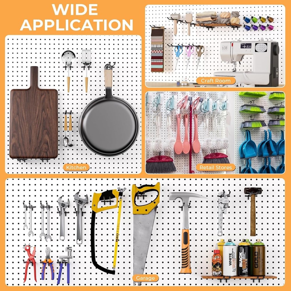 Rust-Resistant 36 Pack Pegboard Hooks - 4 & 6 Inch for Ultimate Organization