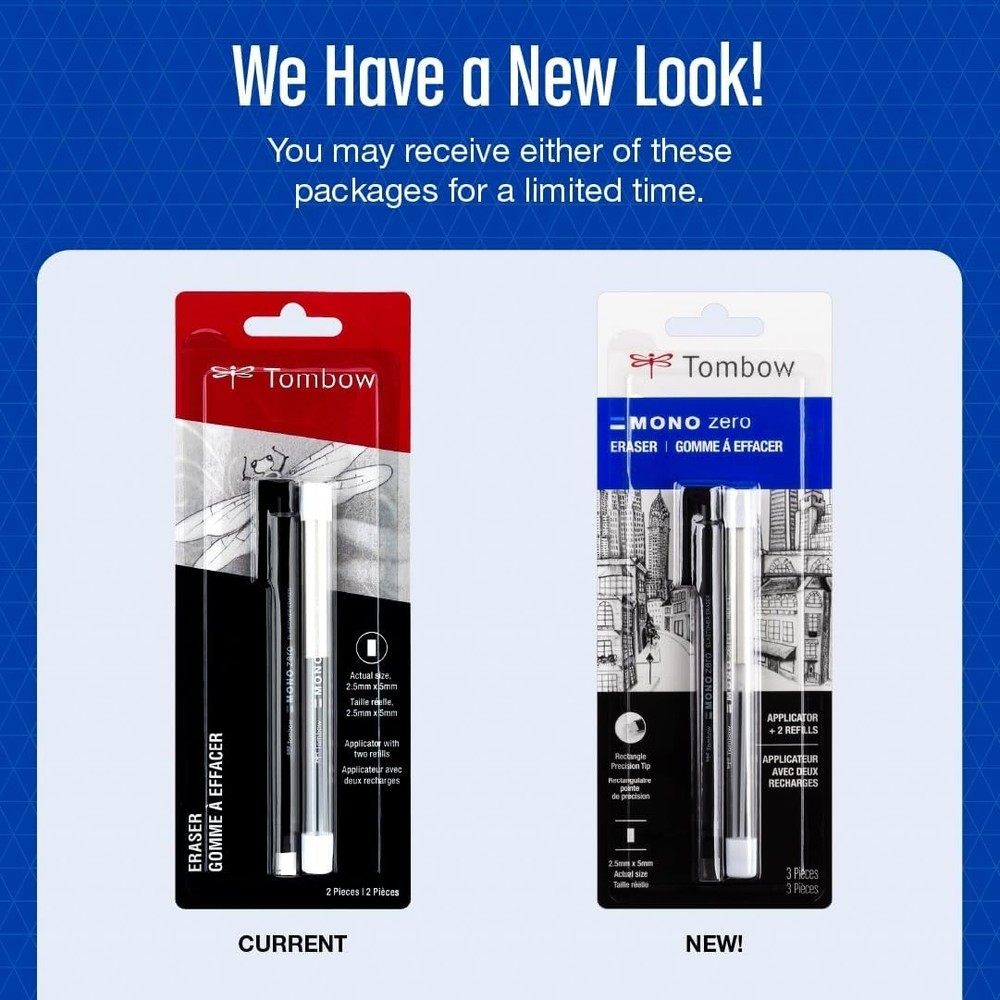 Value Pack of 2.5mm Rectangular Eraser and Refills for Artists and Students