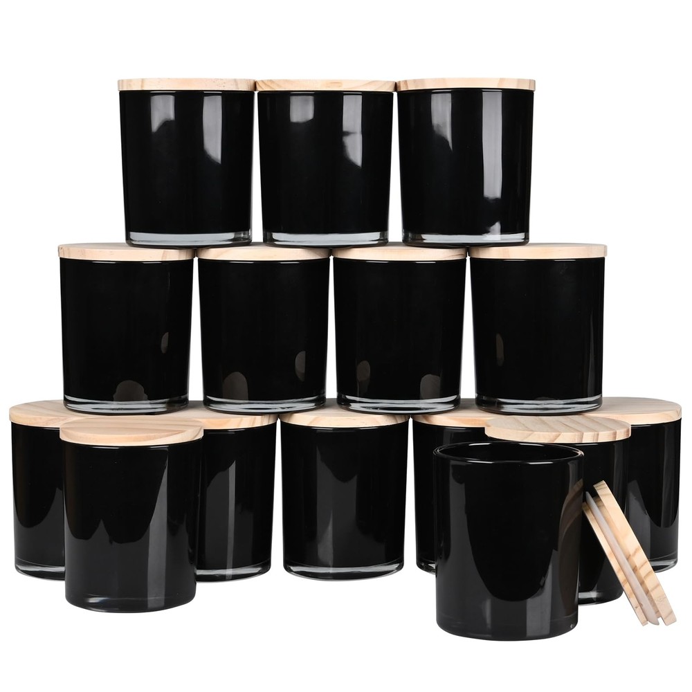 10 OZ Thick Candle Jars for Making Candles 15 Pcs, Empty 10oz, Inner Black