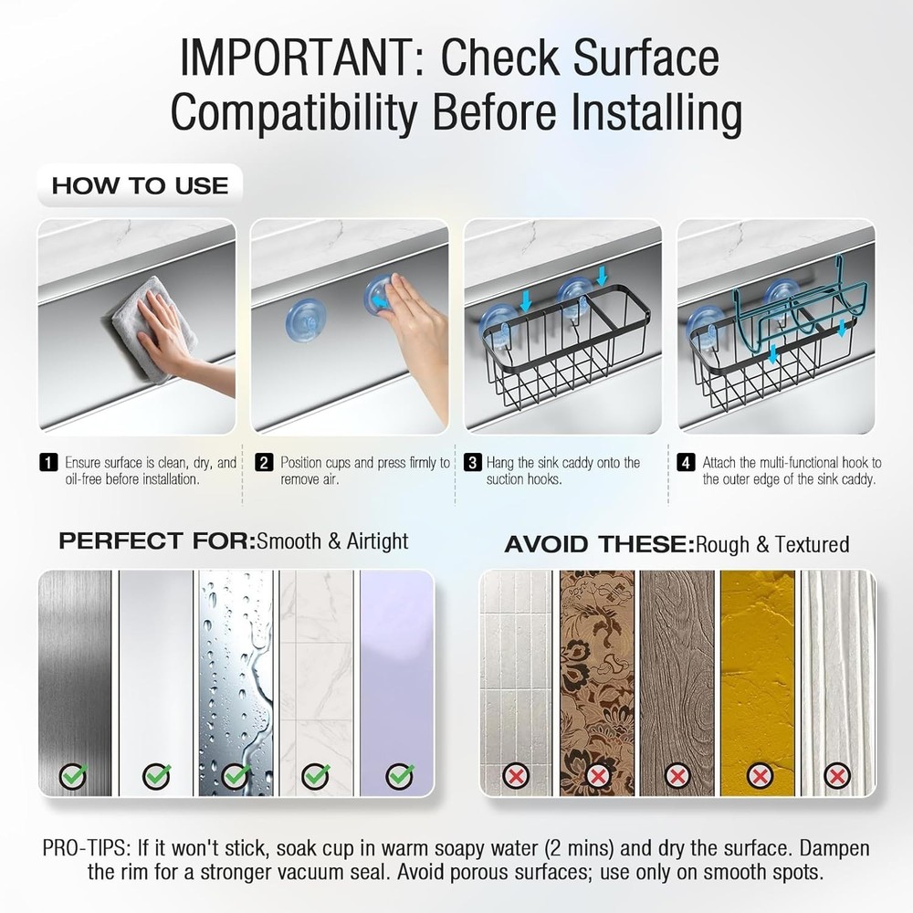 Organizador Esponja Cocina Bano Adhesivo Con Ventosa Extra 7.09"L x 4.33"W x 2.7