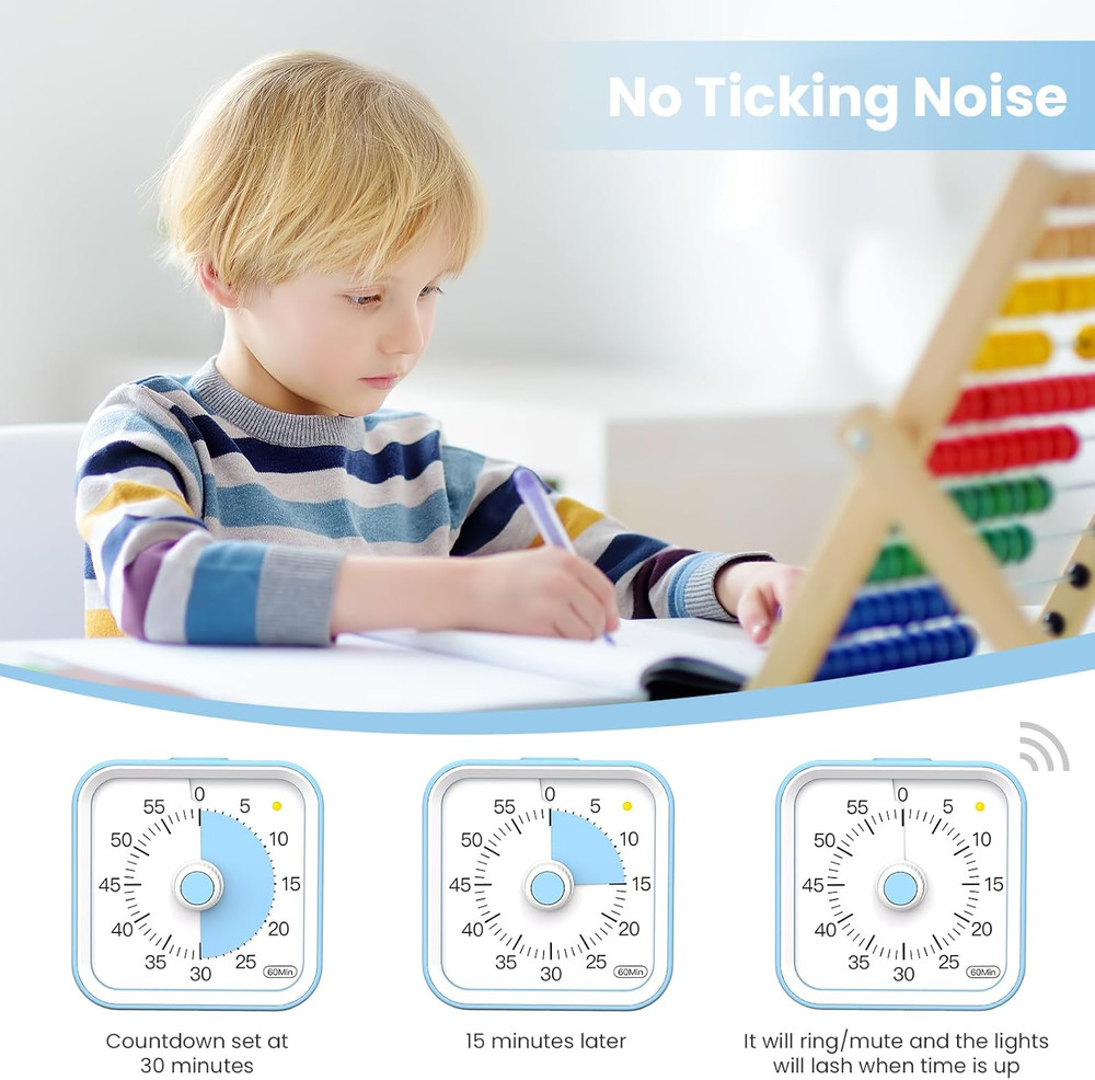 Visual Timer for Kids with Pause Function, 60 Minute Countdown Timer for Kids De