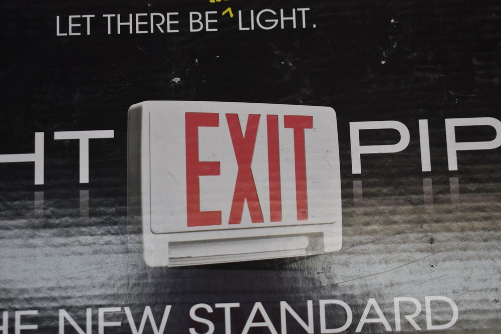 Light Pipe Standard Combination Exit Emergency Lighting LED Sign Red On White