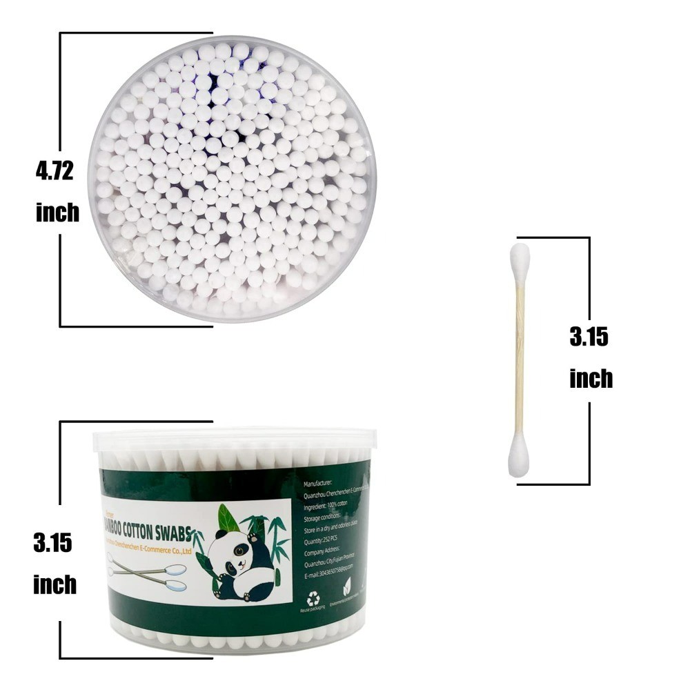Extra Long Biodegradable Bamboo Cotton Swabs Large Double Tips Organic Extra