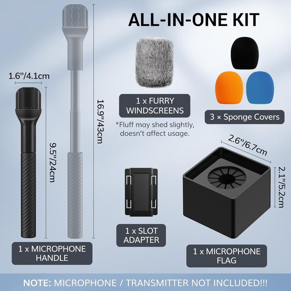 Wireless Mic Handle Compatible DJI RODE Hollyland Adjustable Length Microphone
