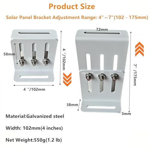 Adjustable Solar Panel Tilt Mount Bracket, Heavy Duty Solar 8Pack (4 Pairs)