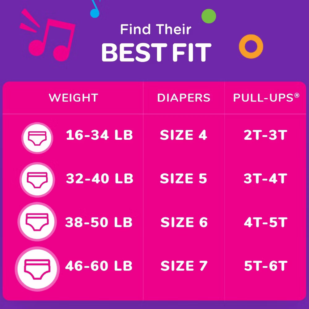Pull-Ups Learning Designs Girls' Disposable Training Pants Giga Pack - Size