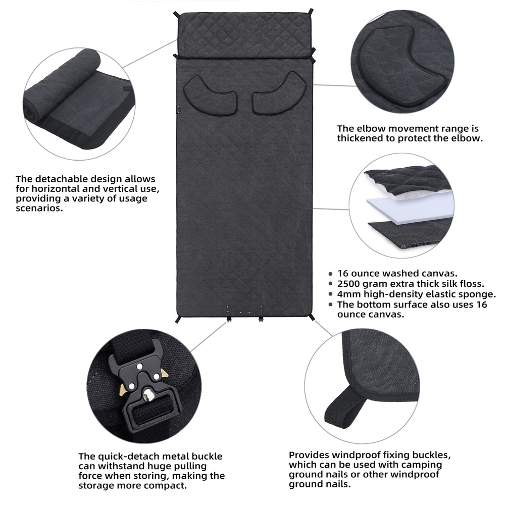 Portable Canvas Shooting Mat Folded Roll-Up Range Rest Ground Pad Camp Mat