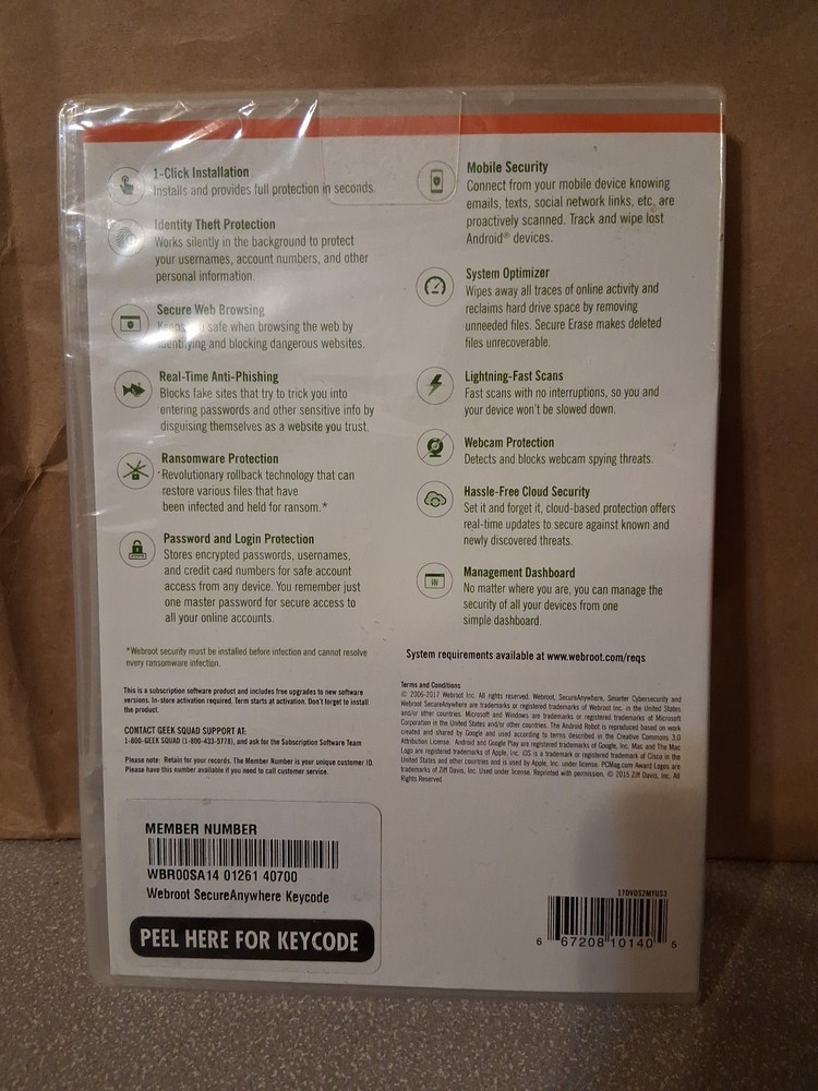 Webroot SecureAnywhere Internet Security 2006-2017 - Brand New