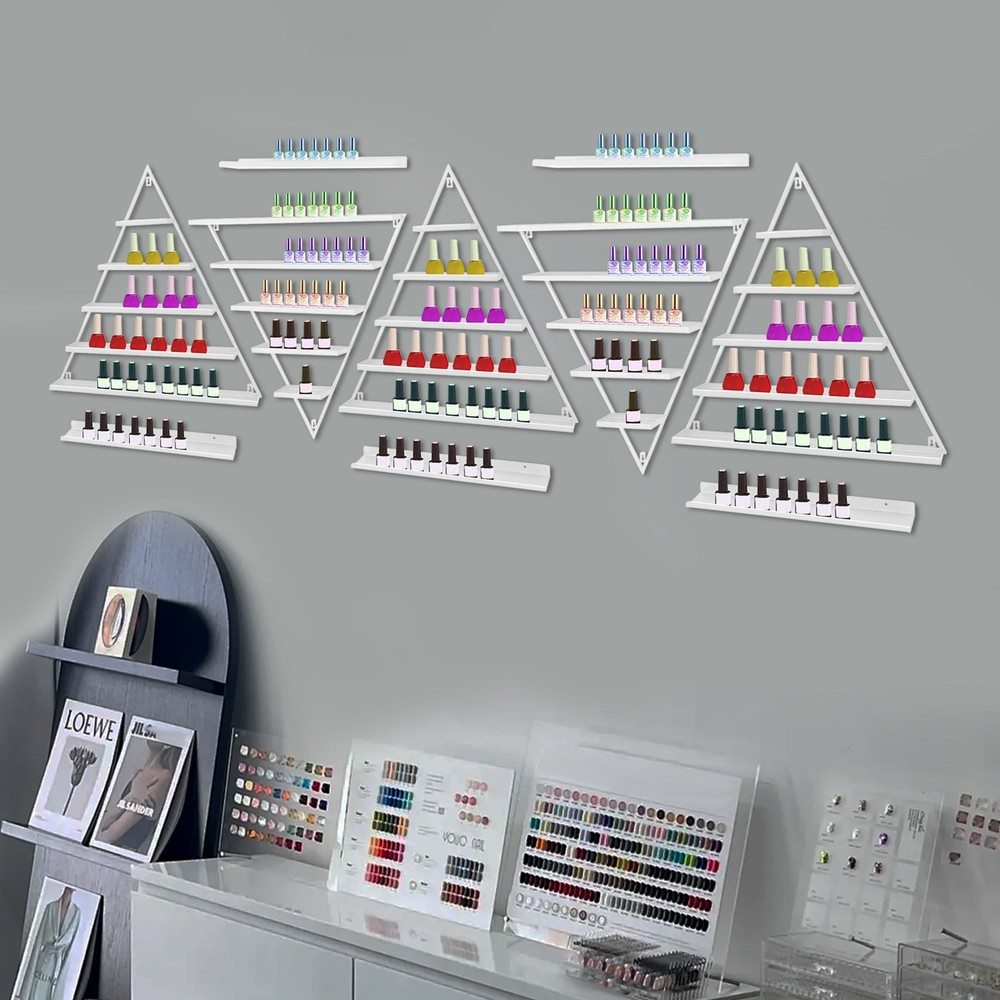 10Pcs Wall-mounted 5-tier Display Racks Nail Polish Triangular Nail Polish Racks