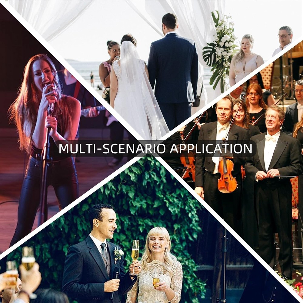 Lapel Wireless Microphone System with Headset & Lavalier Mics, 4 Channel UHF ...