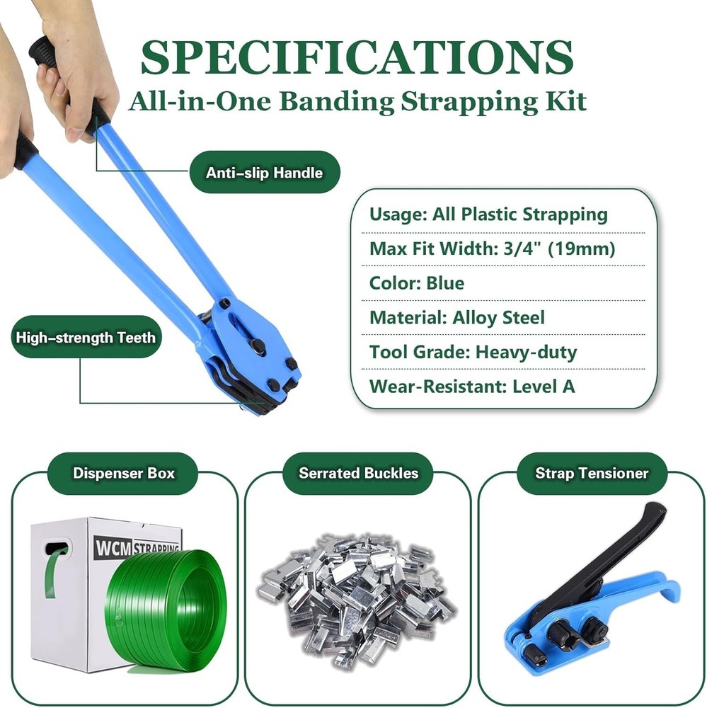 Heavy-Duty Polyester Strapping Kit with Dispenser Box - 1200 lbs Certified