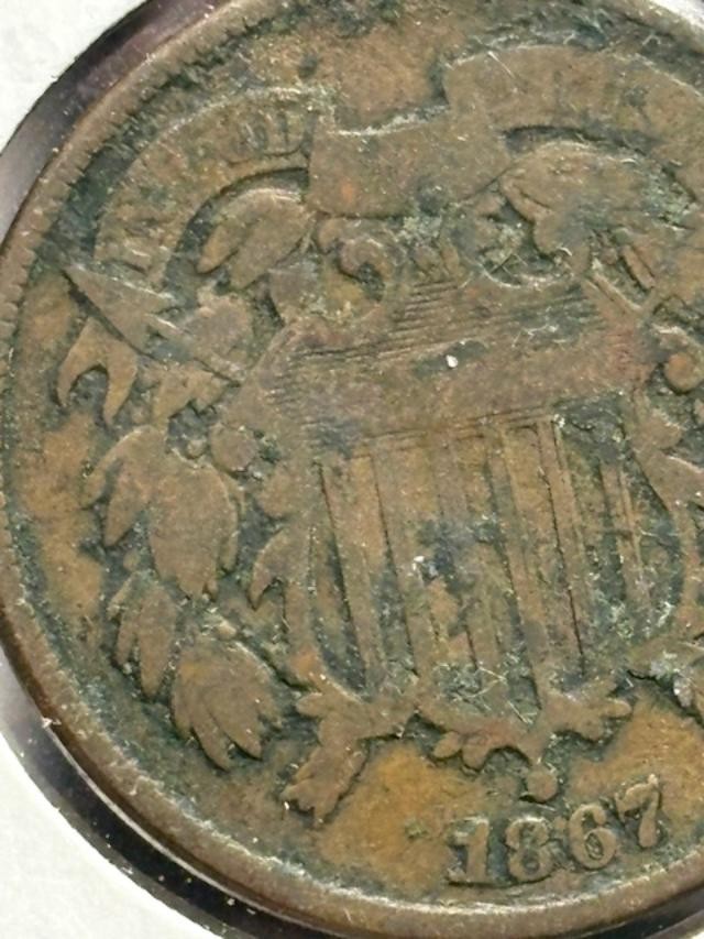 1867 Two Cent Piece — Circulated - NICE DETAILS