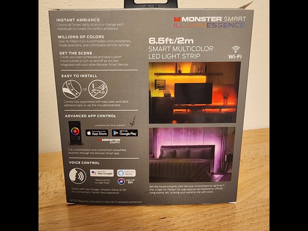Monster 6.5ft/2m Smart Multi Color & Multi White LED Light Strip Open Box