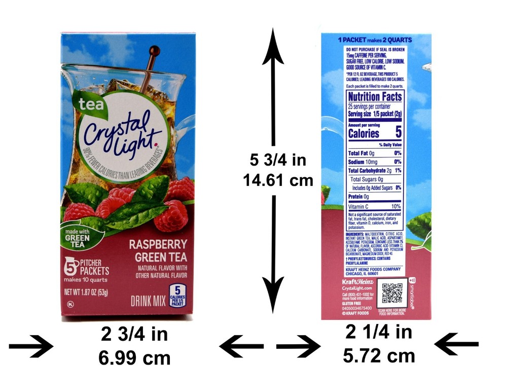4 10-Quart Boxes Crystal Light Raspberry Green Tea Drink Mix