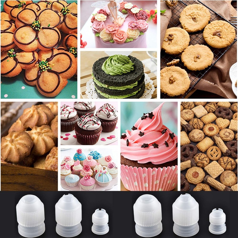 12 Pieces White Pastry Bag Coupler, Three different sizes Plastic Standard Coupl