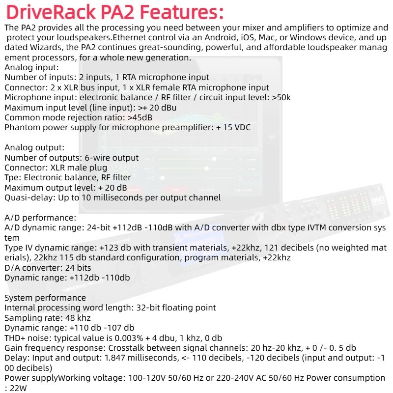 2 IN 6 OUT Digital Audio Processor Equalization & Loudspeaker Management System