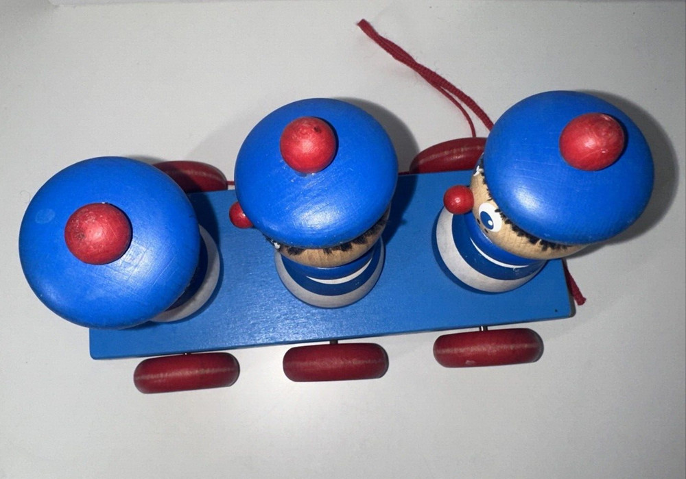 Wooden Pull Toy - Blue & White Bobbing Sailor Boys - HTF
