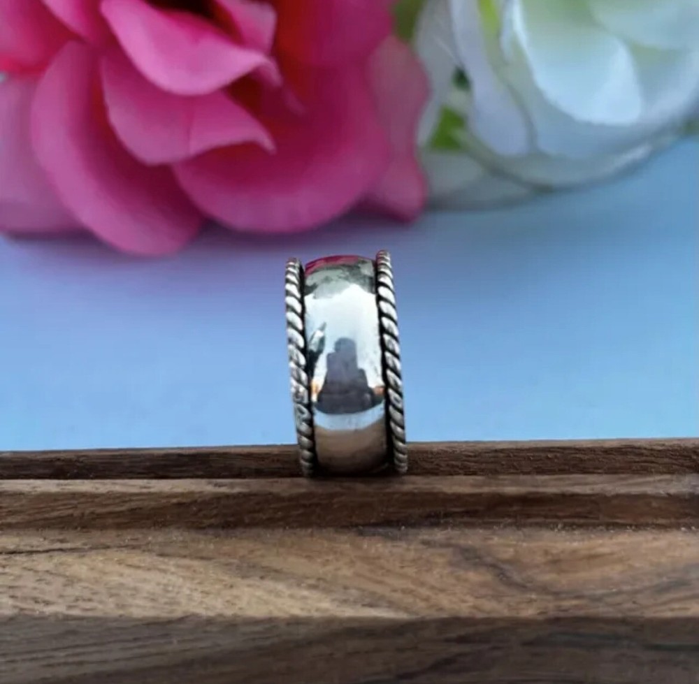 Solid 925 Sterling Silver Spinner Band Ring StatementRing Handmade Ring All Size
