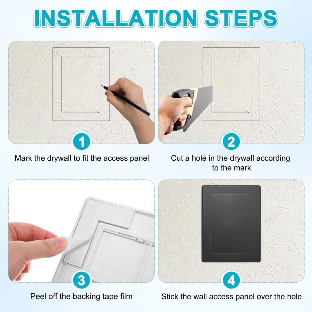 1-Pack Access Panel for Drywall, 7x5" Plastic Removable [Black, Rectangle]