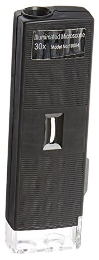 MCR30X Pocket Illuminated Microscope, 30x Magnification, Battery-Powered