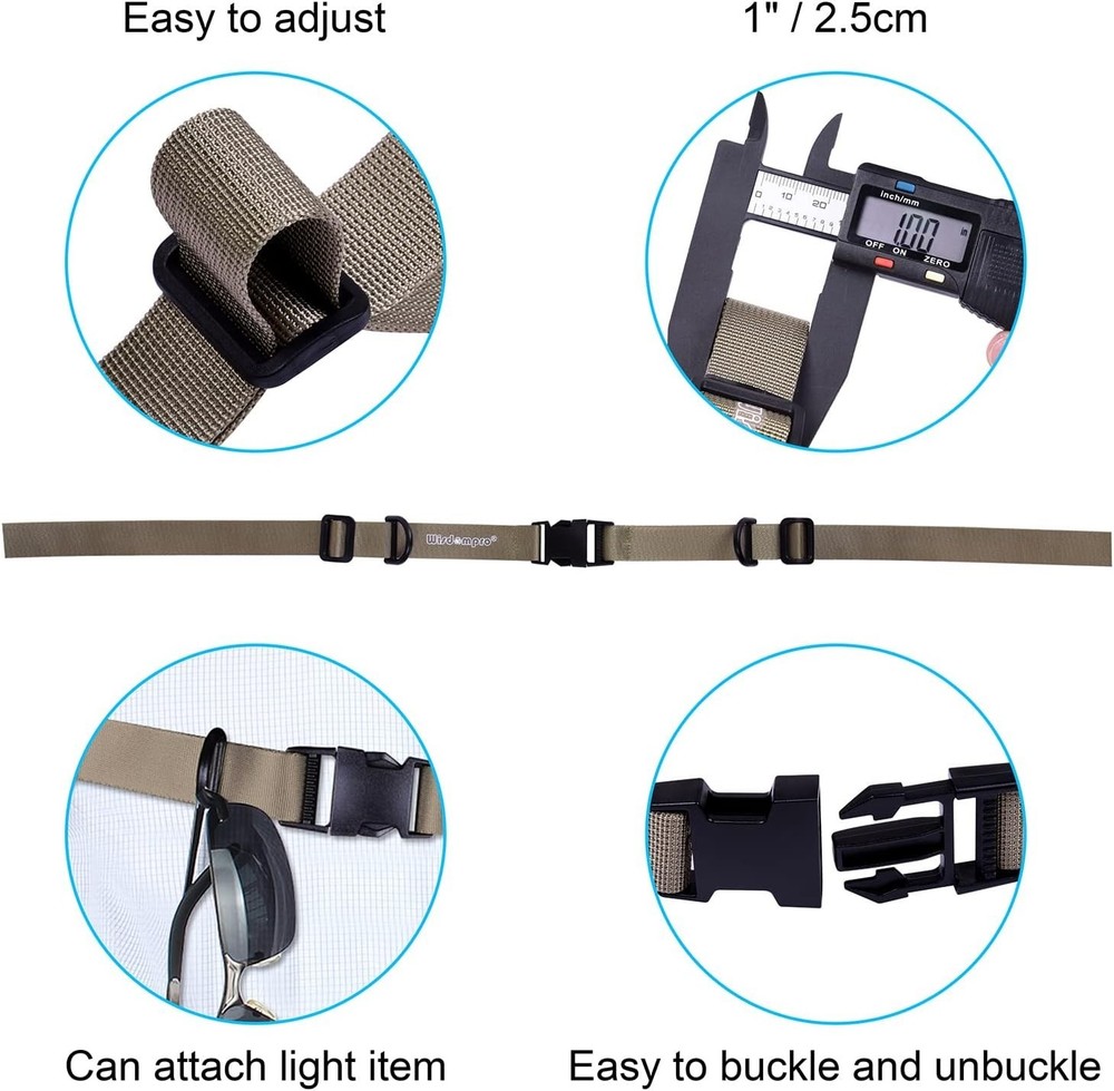 Heavy Duty Backpack Chest Strap Adjustable Nylon Buckle Unisex Khaki