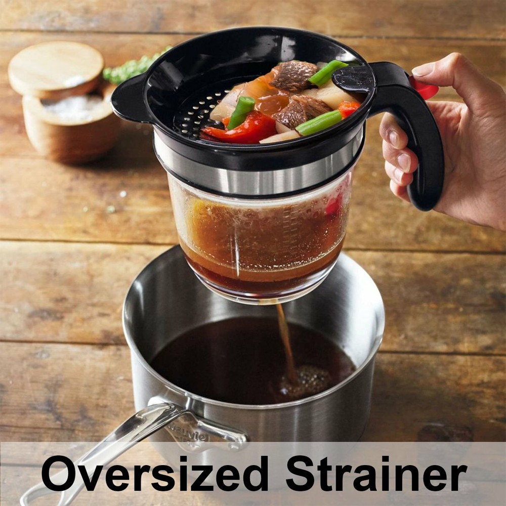 4-Cup Gravy Fat Separator With Bottom Release Strainer 1L Grease Separator Cup