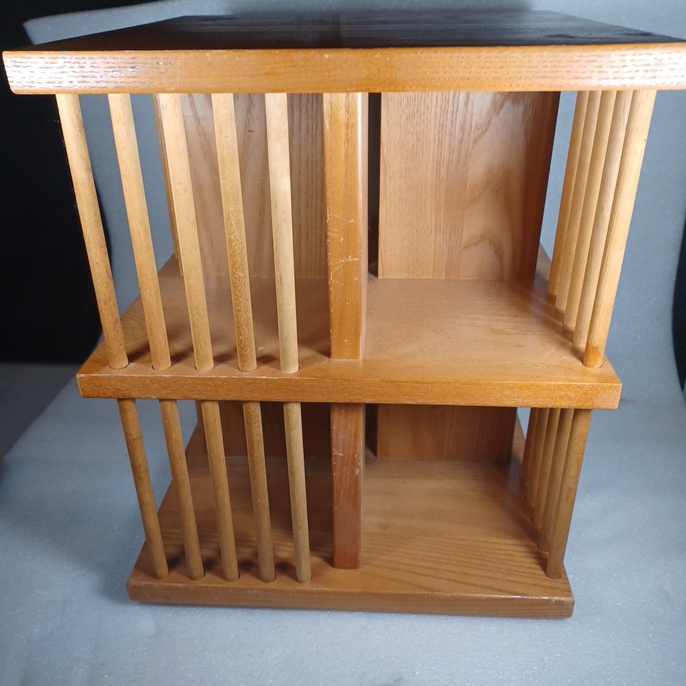Cornwall Vintage Solid Wood CD Tower Rack Carousel Spinning Holds 80 CDs