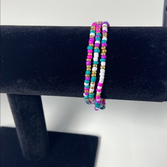 Stackable Multicolor Stretch Seed Bead Bracelets 3 pack Set Birthday Sprinkles
