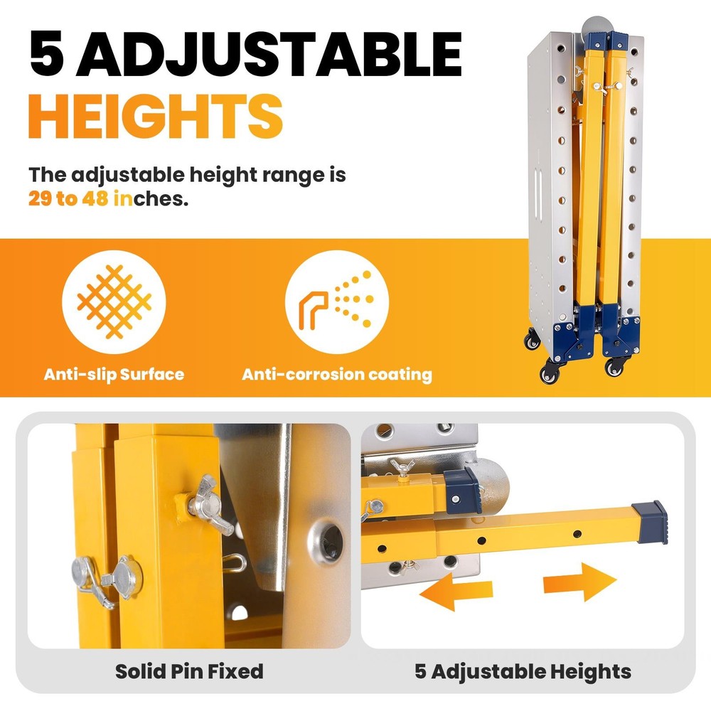 1100LBS Portable Folding Welding Table 65"x12" Adjustable Height Work Platform