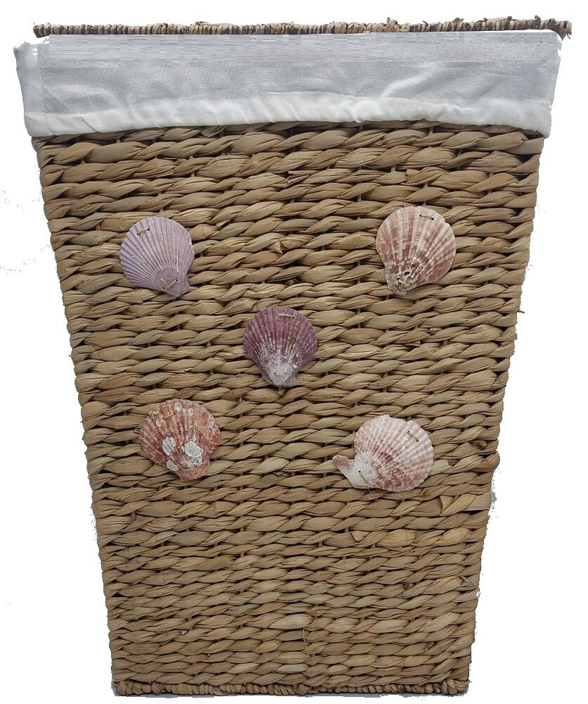 Baum 4Piece Hamper Set with MultiColored Shell Trim Beige