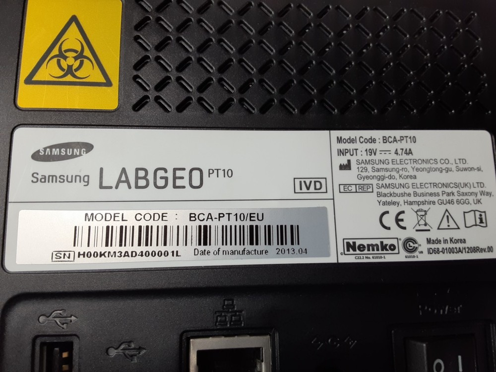 SAMSUNG LABGEO PT10 , REF BCA-PT10 IVD - UNTESTED