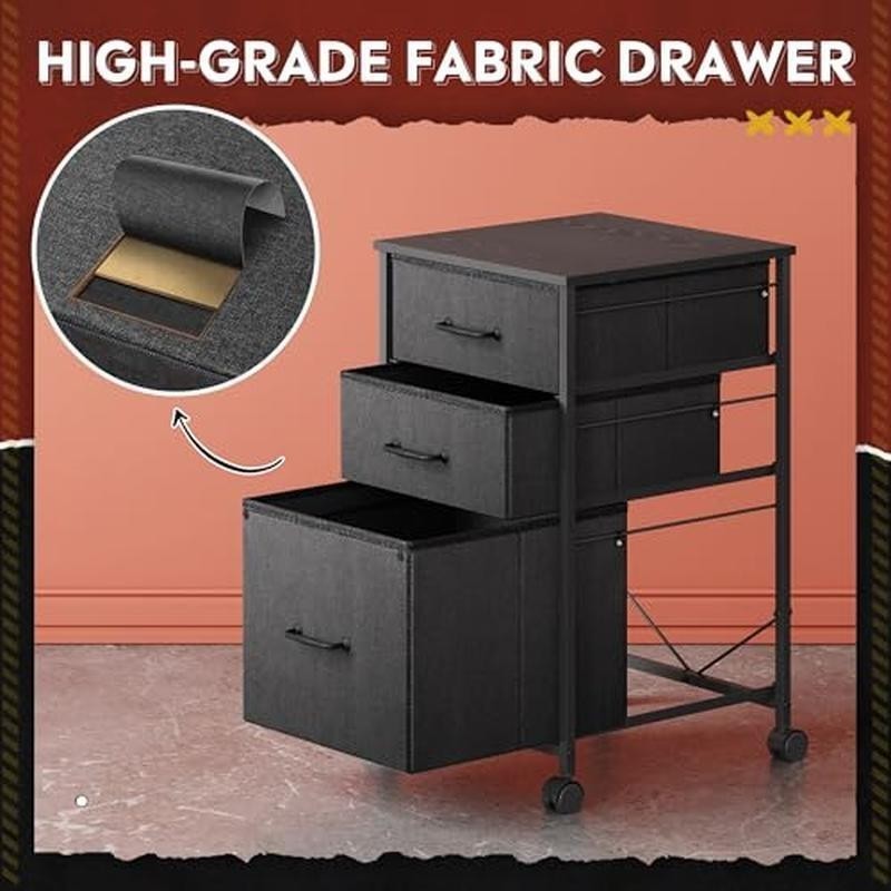 Mobile File Cabinet Rolling Printer Stand W/ 3 Drawers Office Storage Solution