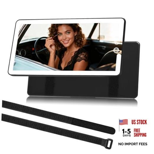 Car Vanity Mirror with Lights 10-Inch Big Surface, Quick-Release & Quick