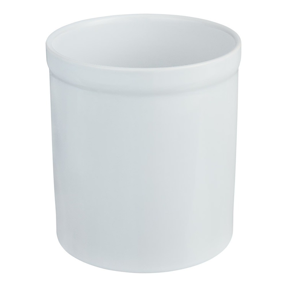 Glazed Stoneware Utensil Holder, White